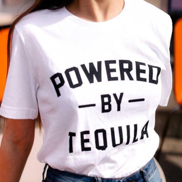 T-Shirt Addicts Tops - Powered By Tequila T-Shirt